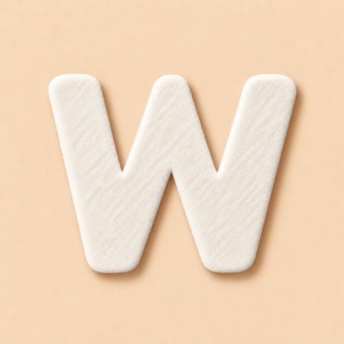 Felt Letter W — White