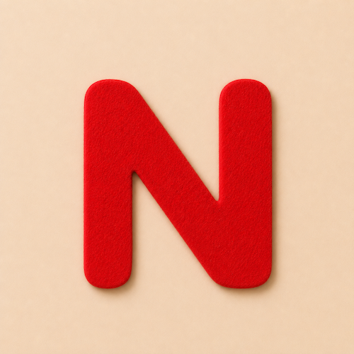 Felt Letter N — Red