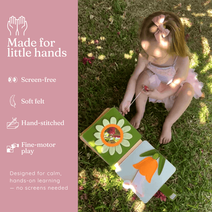 Berry Lane felt busy book features - screen-free soft felt hand-stitched fine motor play